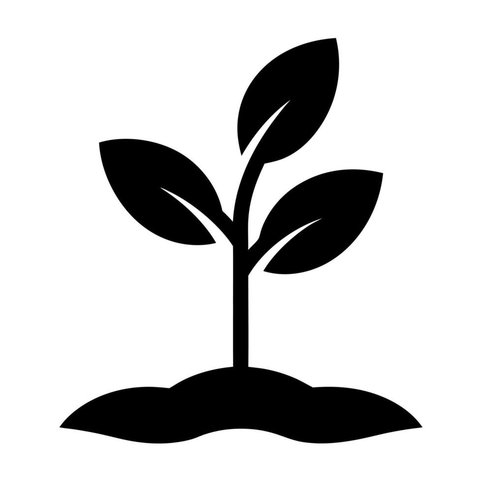 Silhouette of a Plant Growing from Soil vector