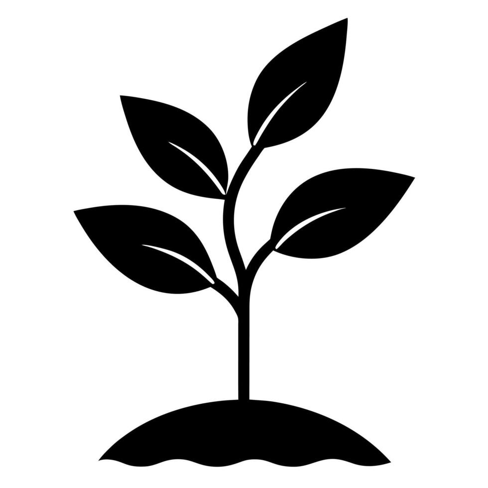 Silhouette of a Plant Growing from Soil Design Illustration vector