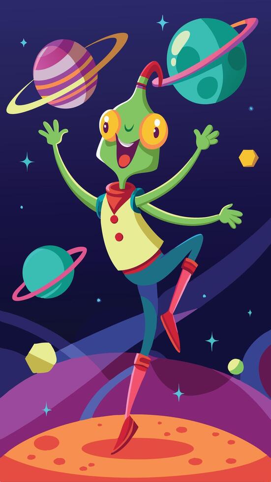 Extraterrestrial Boogie An Alien s Dance Extravaganza on an Ethereal Planet vector