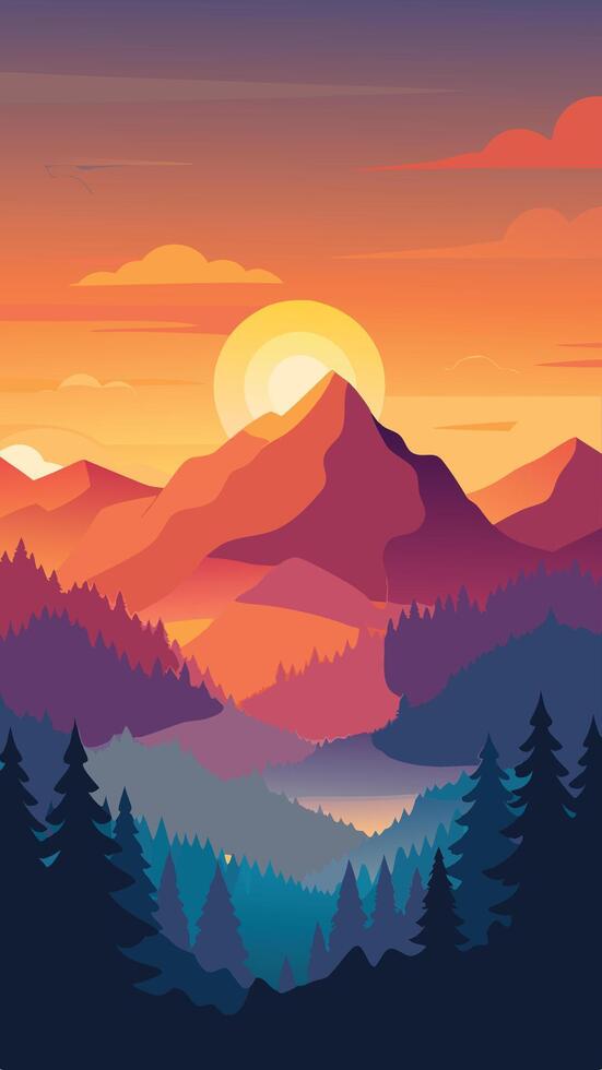 Captivating Illustration of a Sunset s Orange Glow on the Horizon vector