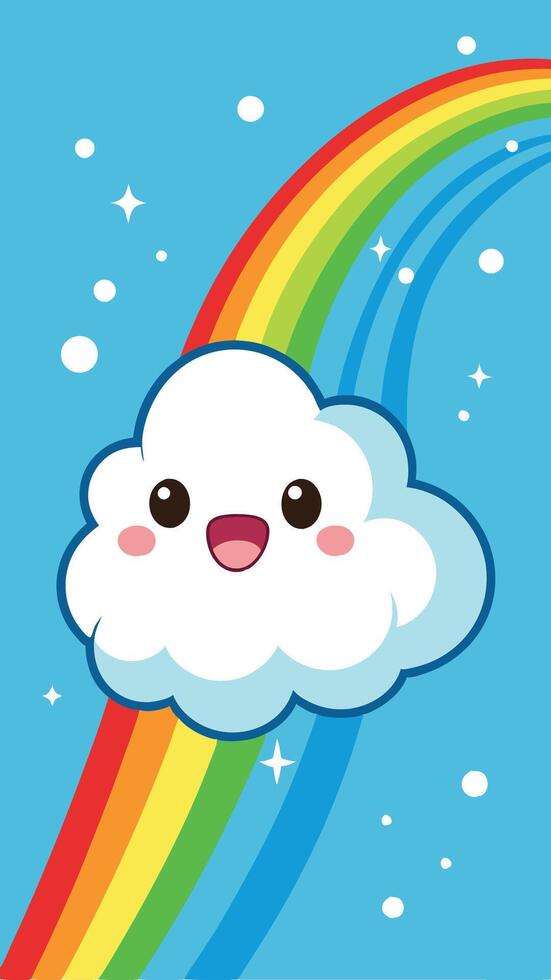 Joyful Rainbow Topped Smiling Cloud Illustration vector