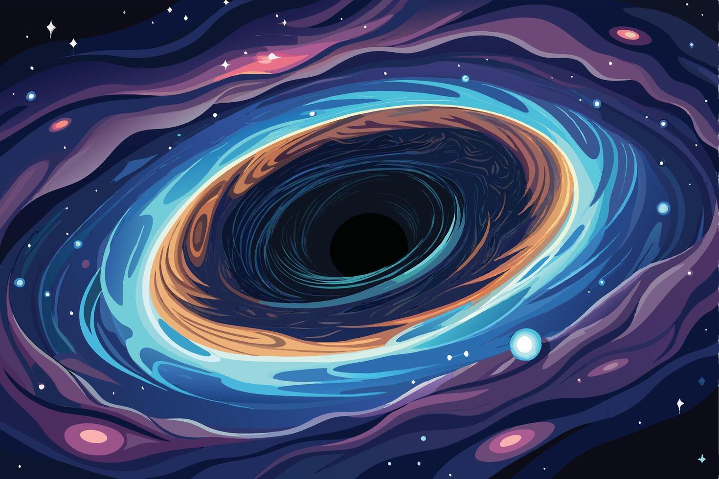 Captivating Illustration of a Spiral Black Hole at the Cosmic Center vector