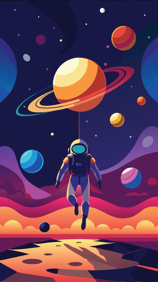 Astronaut Silhouette Floating Gracefully in Space s Vastness vector
