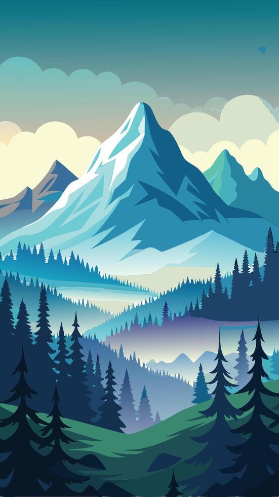 Ethereal Fog Enveloping Majestic Pine Forests at Dawn vector