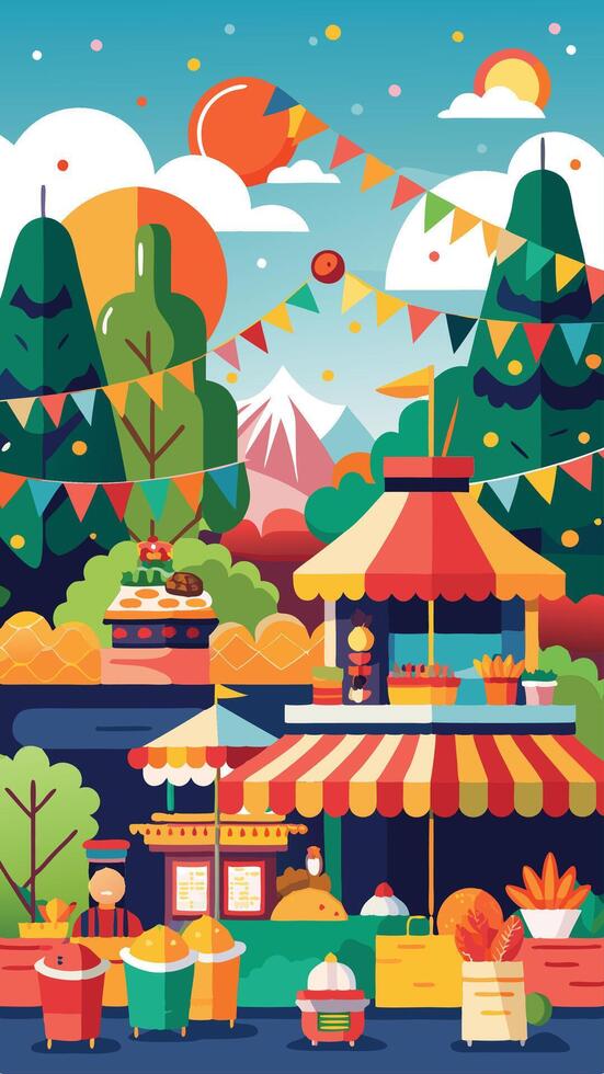 Bright and Festive Summer Carnival Illustration with Decorative Elements vector