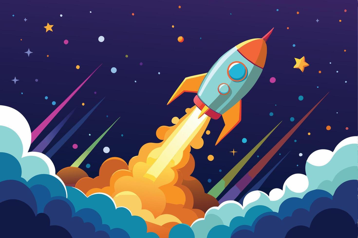 Majestic Rocket Launch Illuminating the Vast Expanse of Space vector