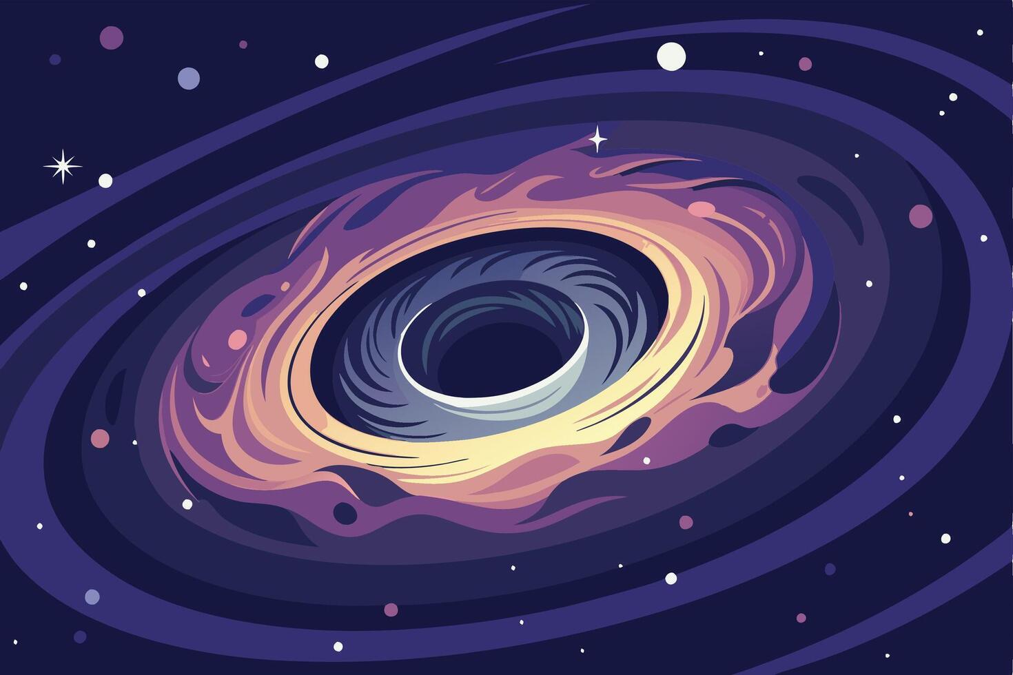 A Mesmerizing Illustration of a Swirling Black Hole at the Center of a Galaxy vector