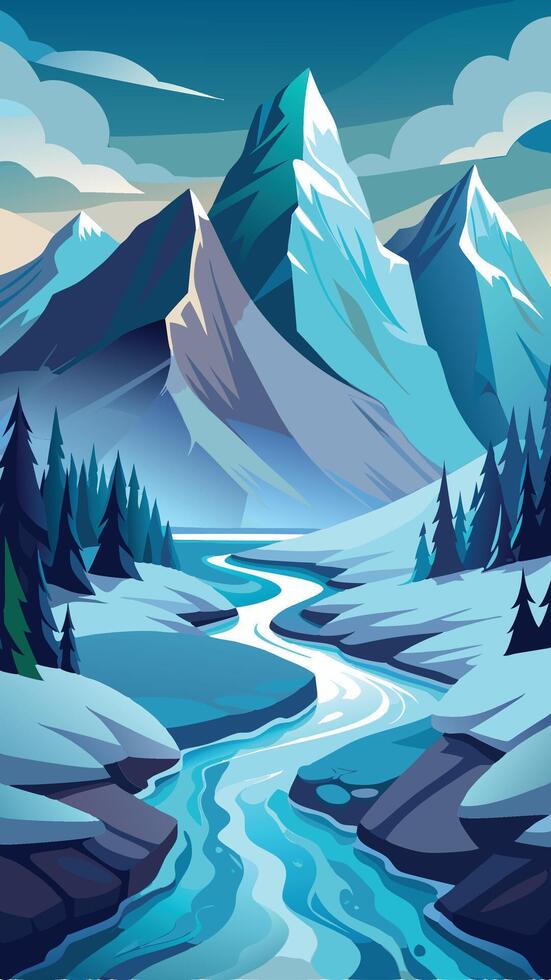 Misty River Disappearing into the Horizon vector