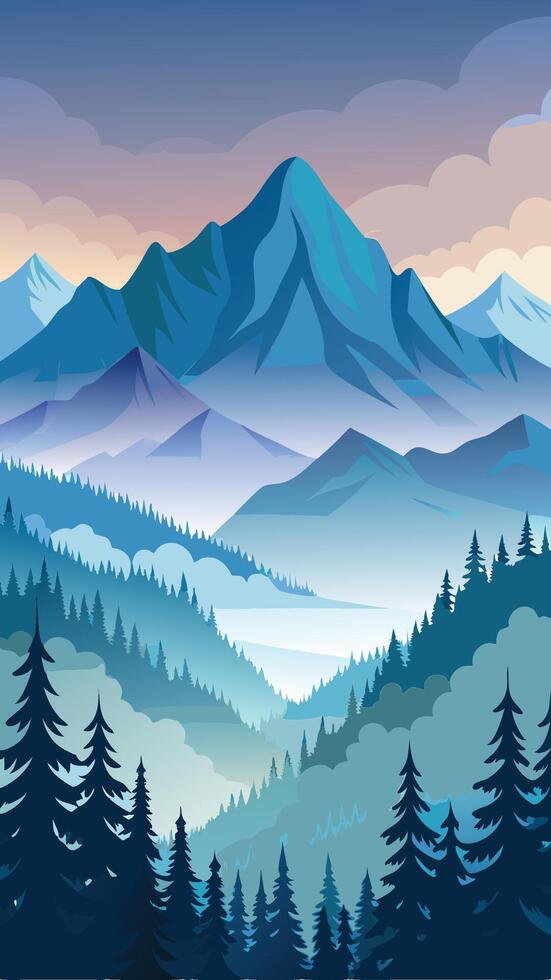 Ethereal Forest Amidst Fog s Embrace A Mystical Scene of Nature s Wonder vector