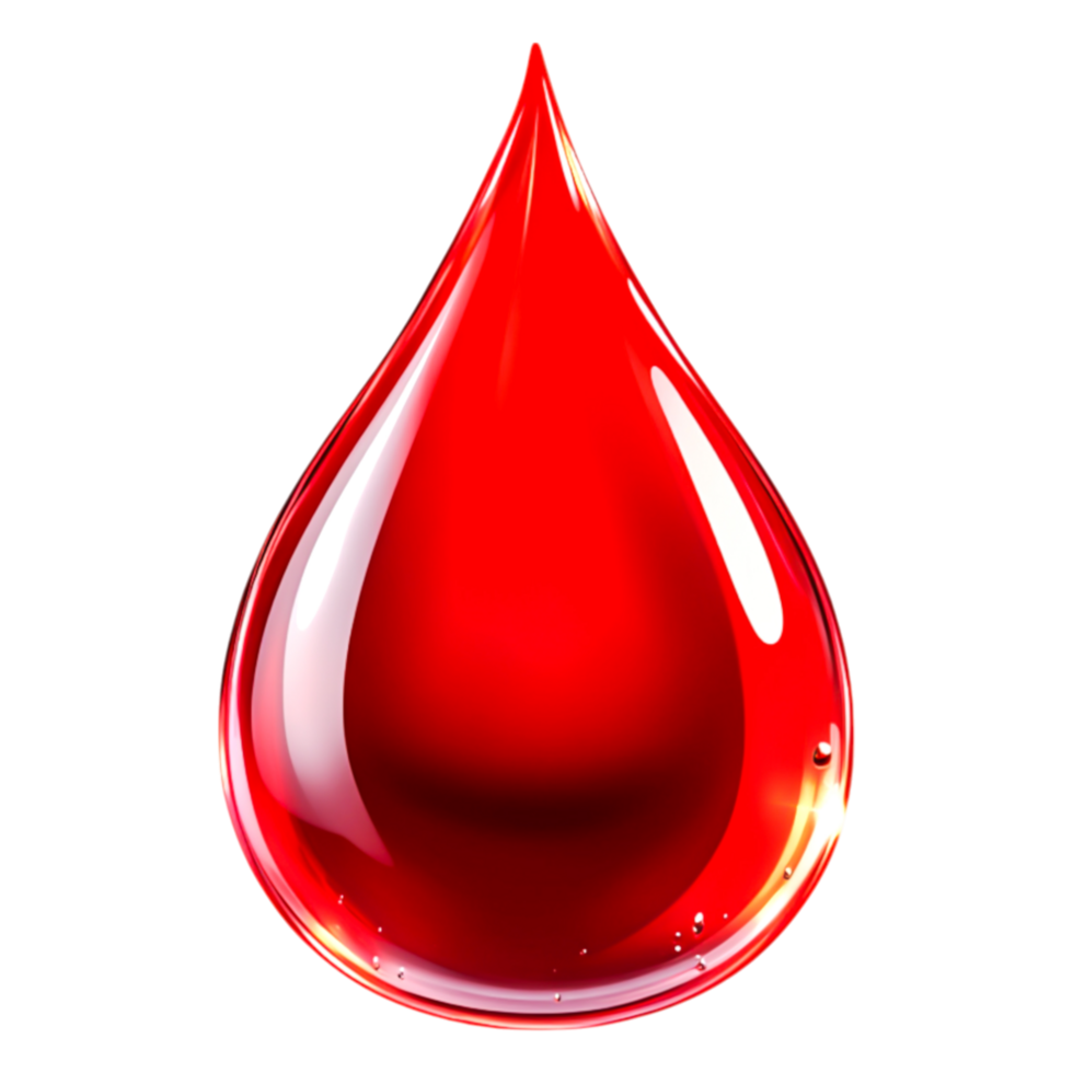 Isolated Red Liquid Drop with Glossy Surface and Reflection png