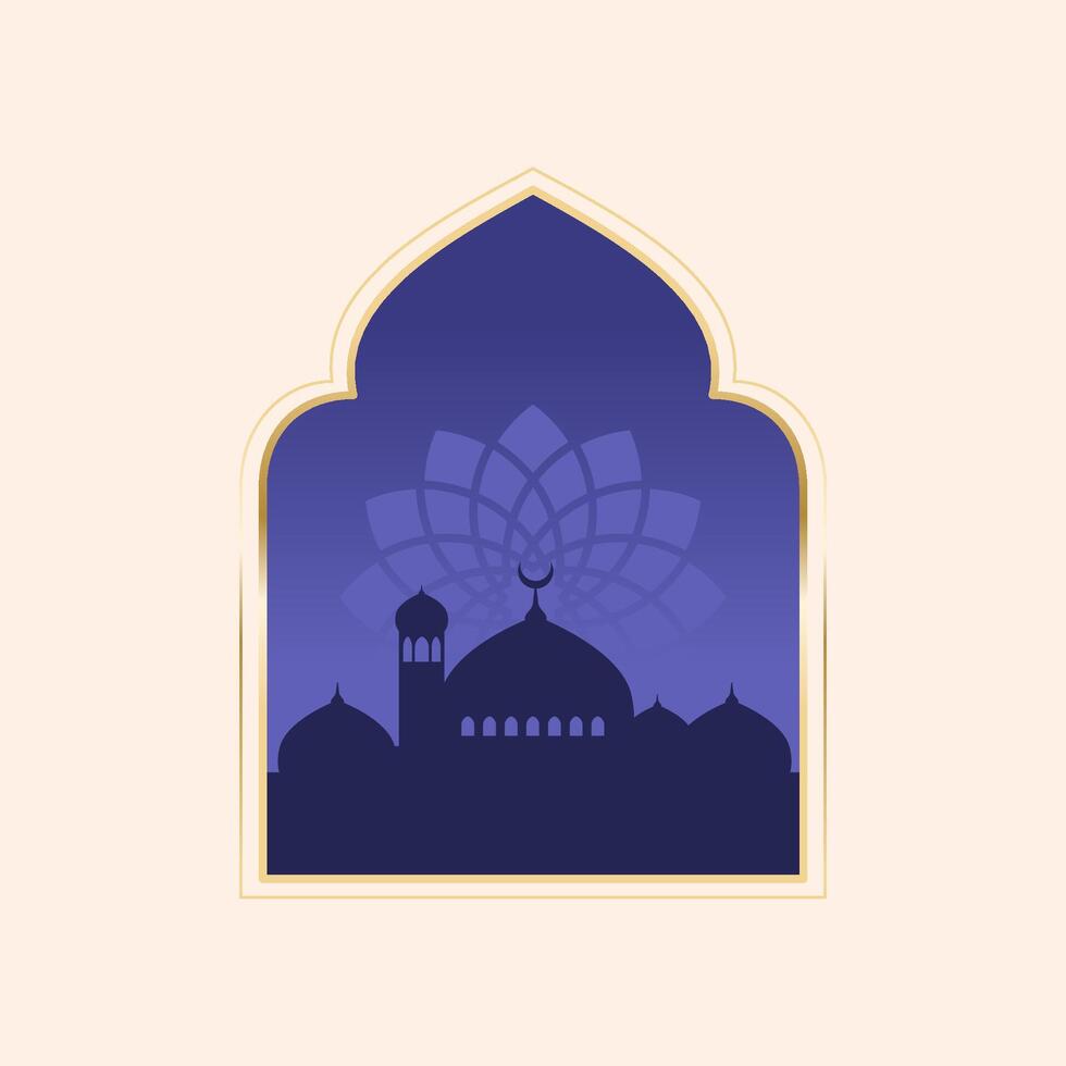 Ramadan and Eid mubarak night with calligraphy, camel, mosque, and moon. suitable for islamic greeting banner vector