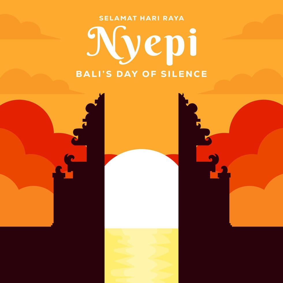 flat design nyepi bali's day of silence illustration vector