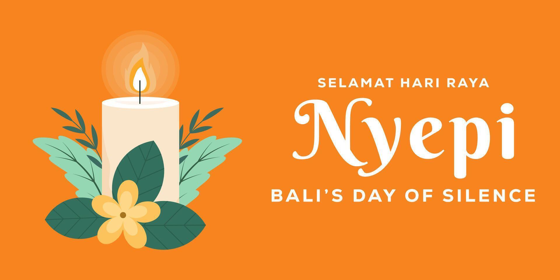 nyepi bali's day of silence horizontal banner illustration in flat design vector