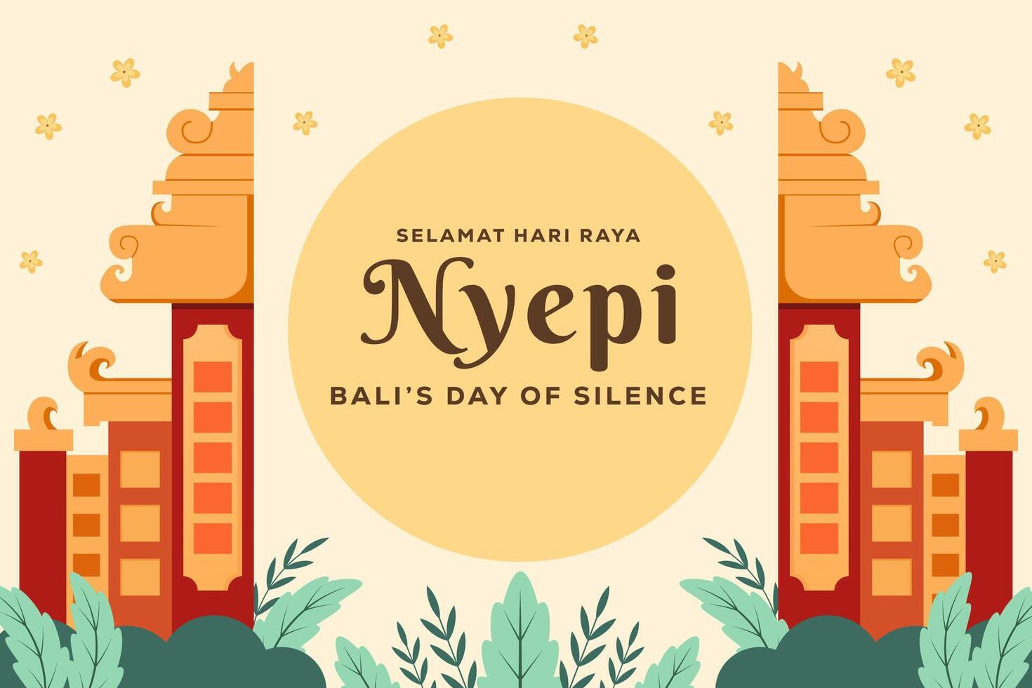 nyepi bali's day of silence background illustration in flat design vector