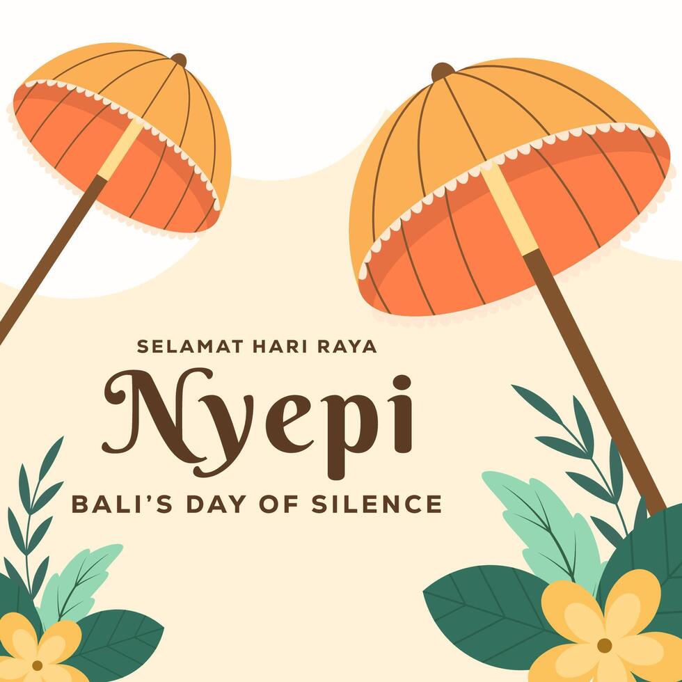 nyepi bali's day of silence illustration in flat style design vector