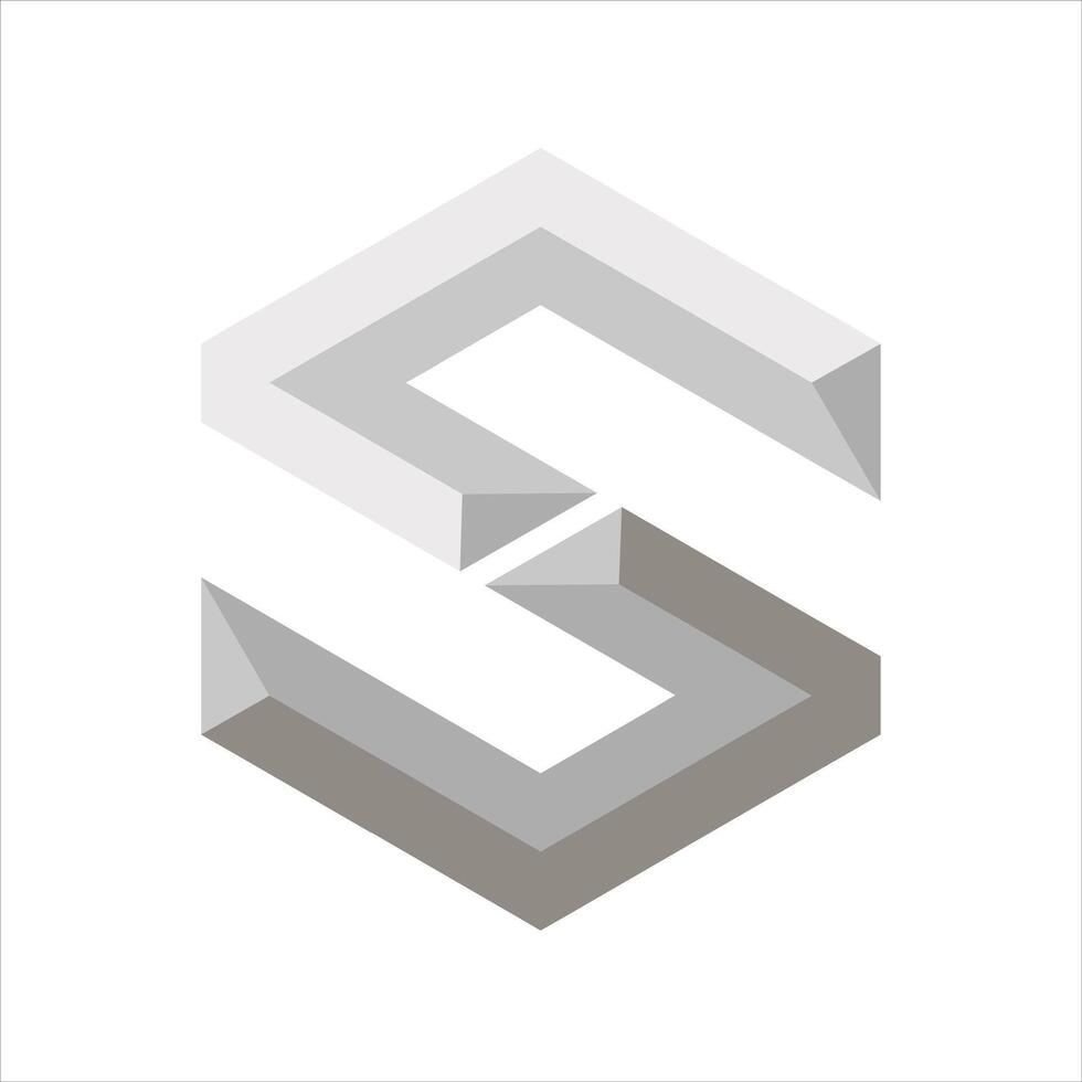 3d letter S on white background. vector