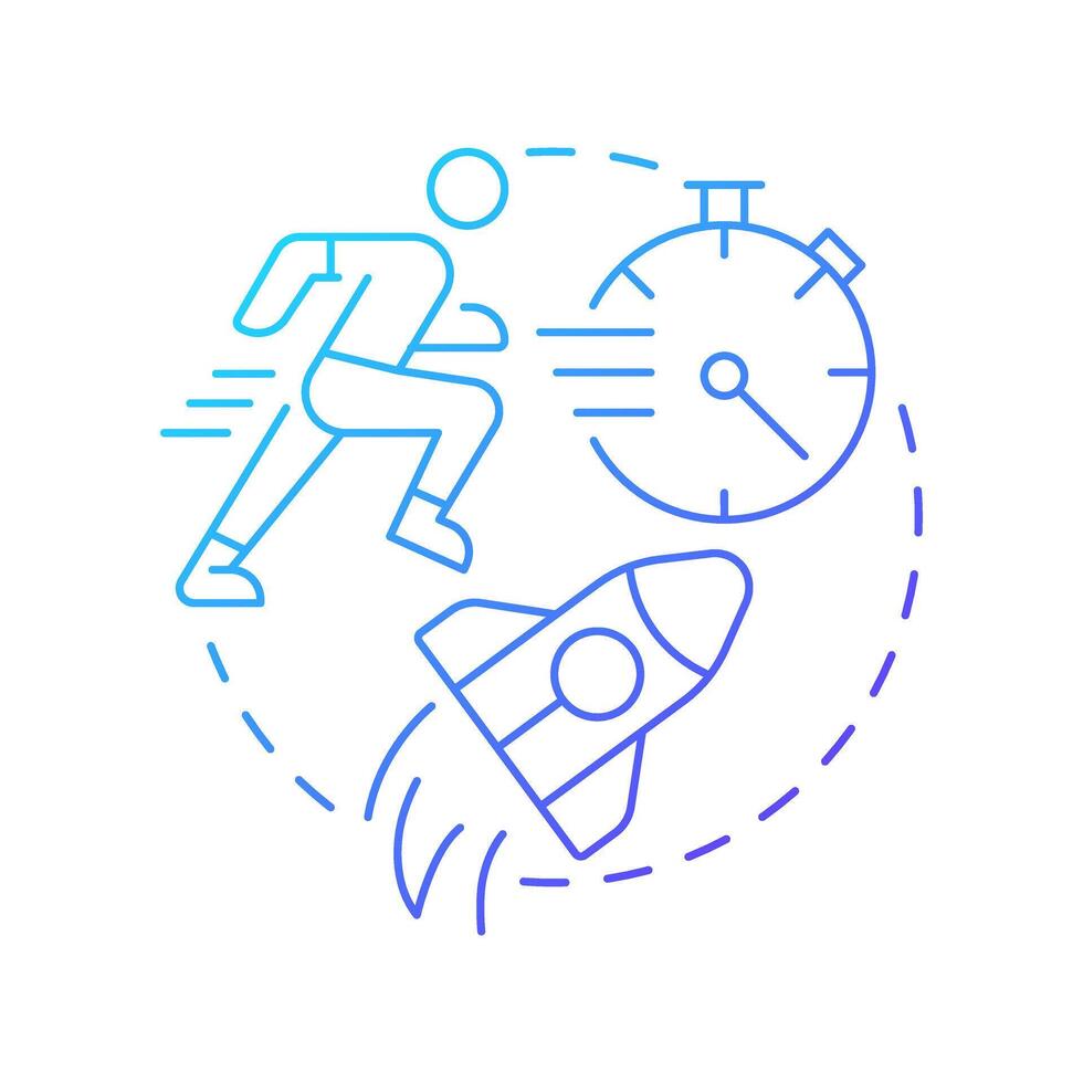 Hit ground running blue gradient concept icon. Time management, workflow organization. Round shape line illustration. Abstract idea. Graphic design. Easy to use in infographic, presentation vector