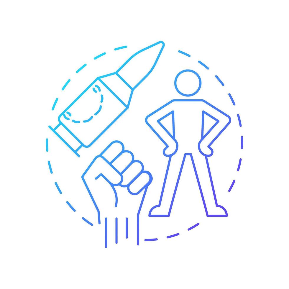 Bite the bullet blue gradient concept icon. Task management, decision making. Will power. Round shape line illustration. Abstract idea. Graphic design. Easy to use in infographic, presentation vector