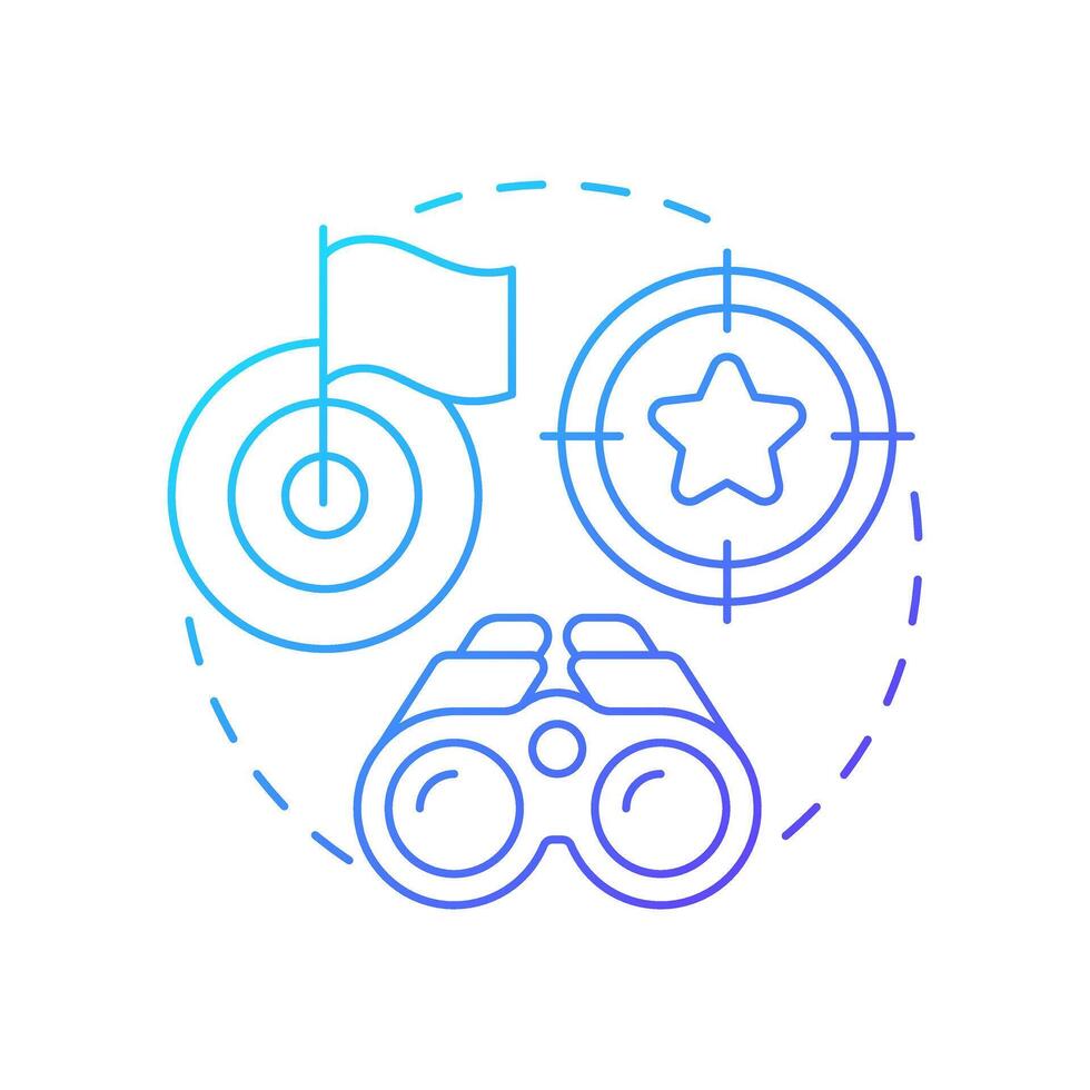 Keep eye on ball blue gradient concept icon. Goal focus, target. Milestone, control. Round shape line illustration. Abstract idea. Graphic design. Easy to use in infographic, presentation vector