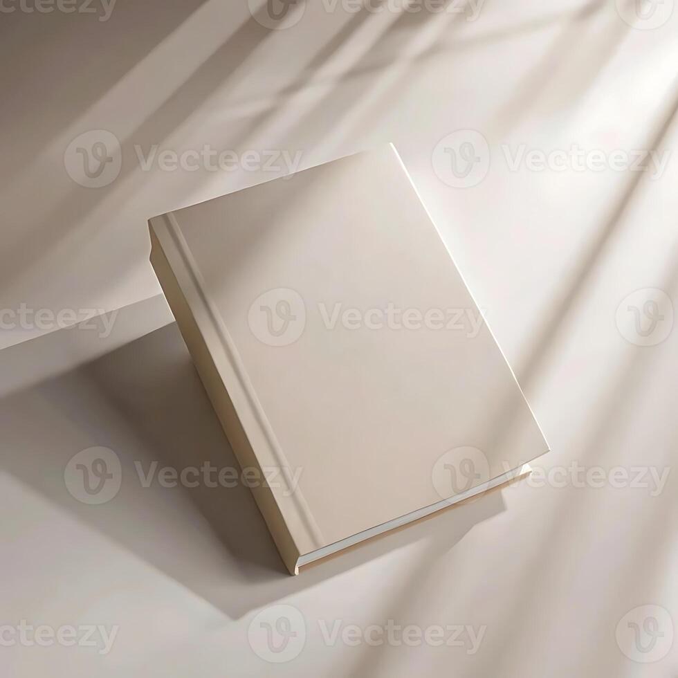 An open book on a white surface photo