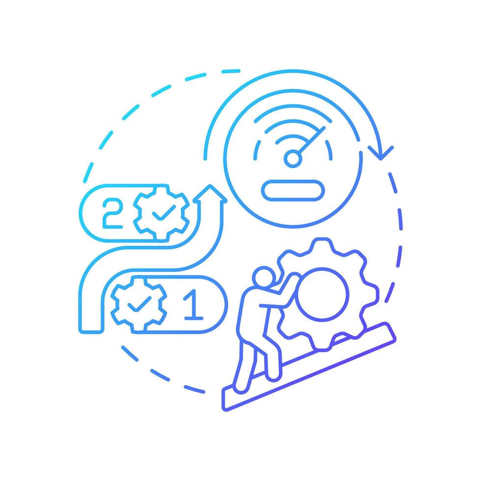 Move the needle blue gradient concept icon. Business performance, progress. Workflow, management. Round shape line illustration. Abstract idea. Graphic design. Easy to use in infographic vector