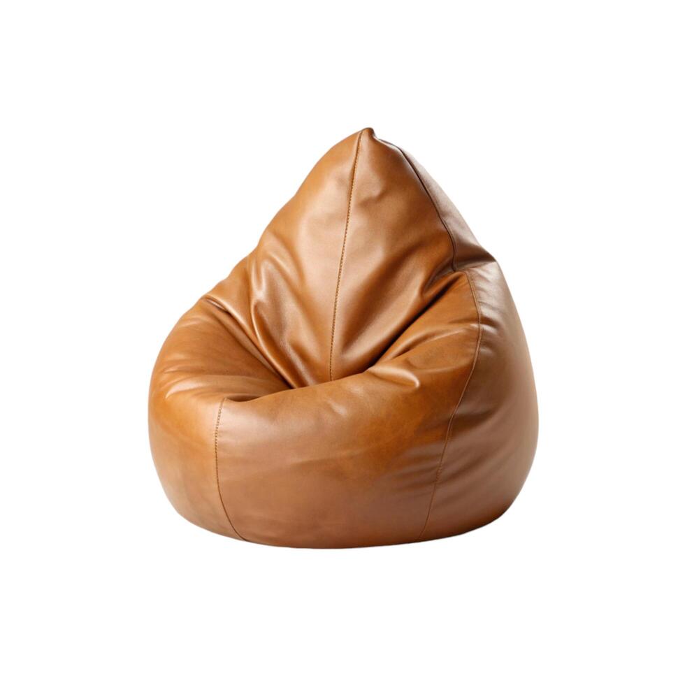 Comfortable Brown Leather Bean Bag Chair for Relaxation and Lounging photo