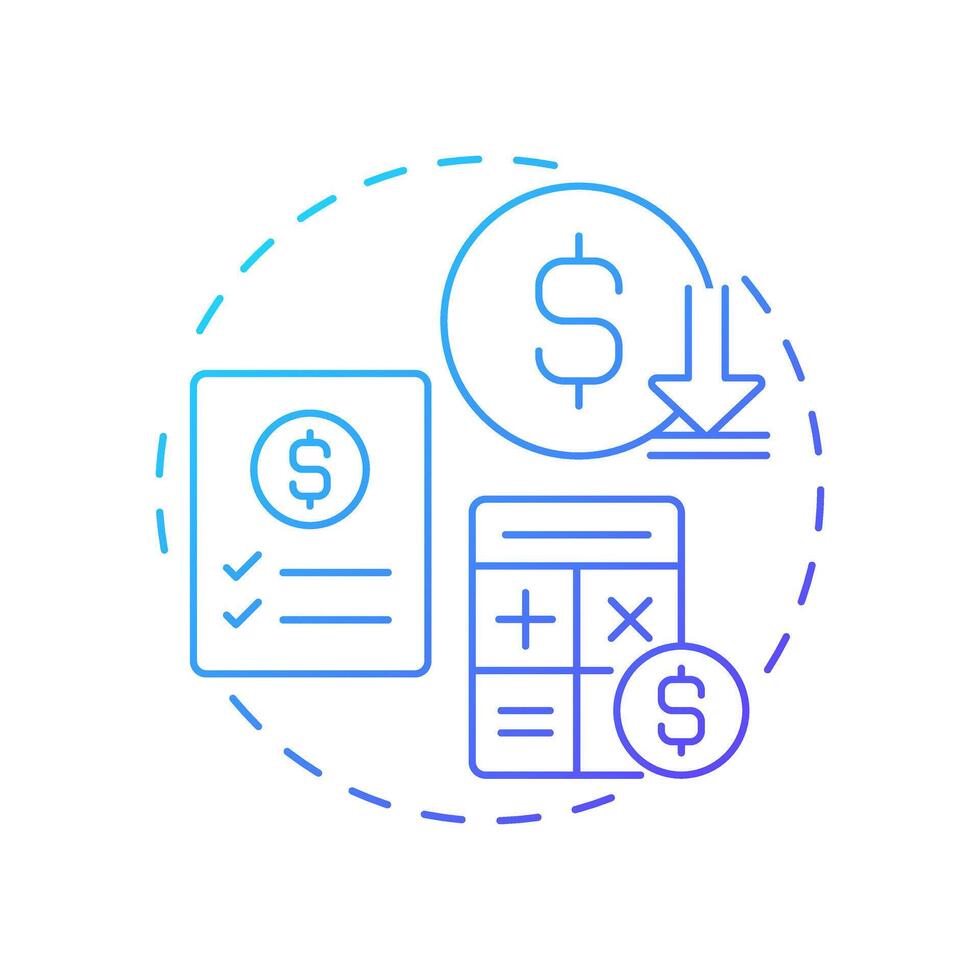 Bottom line blue gradient concept icon. Net profit. Income calculation. Task list, compliance. Round shape line illustration. Abstract idea. Graphic design. Easy to use in infographic, presentation vector