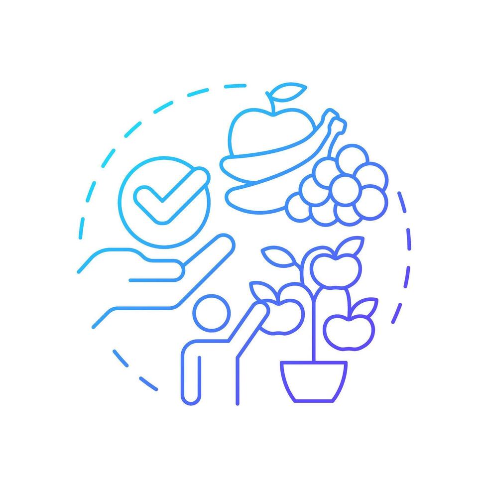 Low-hanging fruit blue gradient concept icon. Easy solution, accessible. Problem solving. Round shape line illustration. Abstract idea. Graphic design. Easy to use in infographic, presentation vector