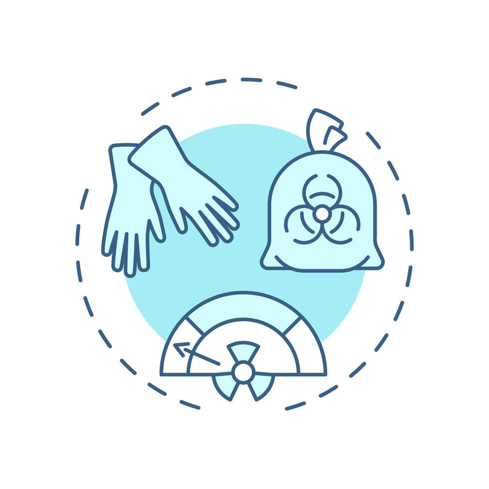 Low level waste soft blue concept icon. Minimal shielding for safe handling. Type of nuclear processed materials. Round shape line illustration. Abstract idea. Graphic design. Easy to use in booklet vector