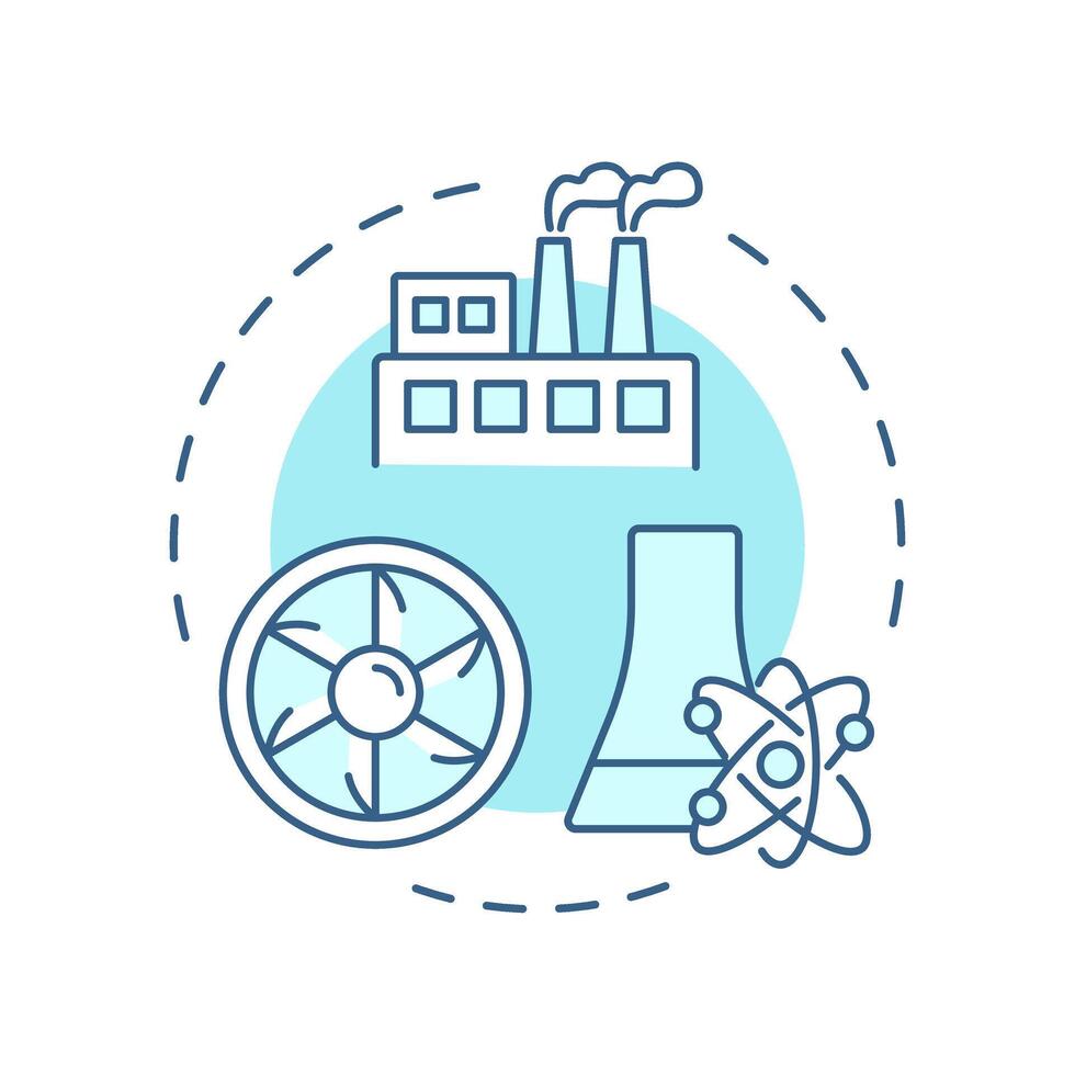 Nuclear power reactors soft blue concept icon. Usage fabricated fuel assemblies to produce energy at plant. Round shape line illustration. Abstract idea. Graphic design. Easy to use in booklet vector