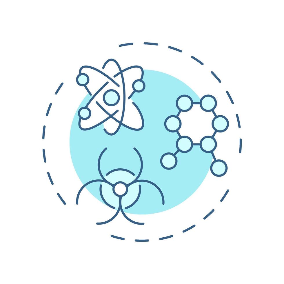 Particle physics soft blue concept icon. Researching quarks, leptons and bosons. Nuclear science branch. Round shape line illustration. Abstract idea. Graphic design. Easy to use in booklet vector