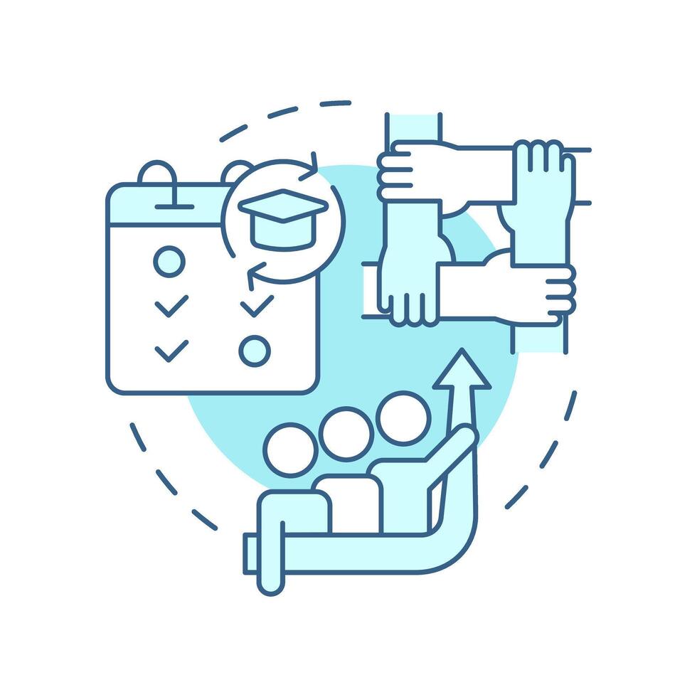 Cooperative base groups soft blue concept icon. Partnership, checklist. Team work. Round shape line illustration. Abstract idea. Graphic design. Easy to use in infographic, presentation vector