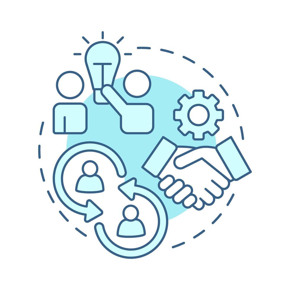 Rally coach soft blue concept icon. Guide, support. Cooperation, collaboration. Round shape line illustration. Abstract idea. Graphic design. Easy to use in infographic, presentation vector