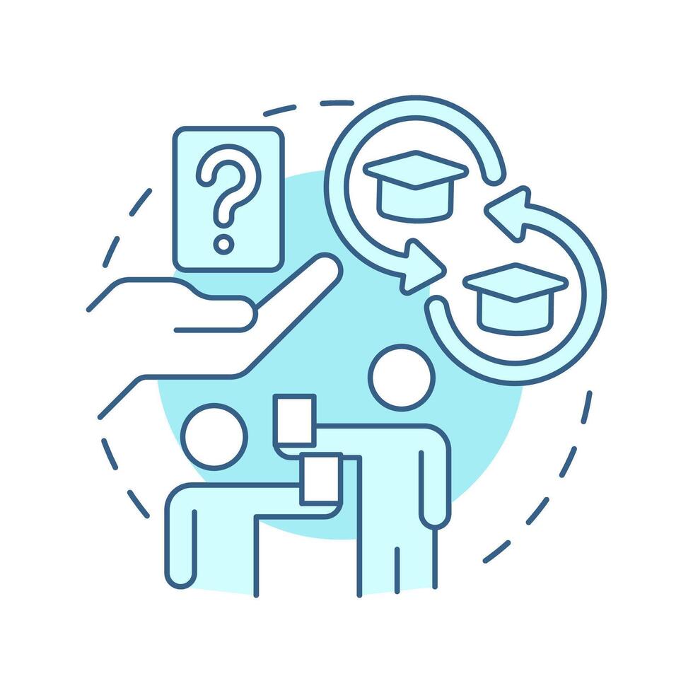Quiz quiz trade soft blue concept icon. Studying, learning. Question cards, answering. Round shape line illustration. Abstract idea. Graphic design. Easy to use in infographic, presentation vector