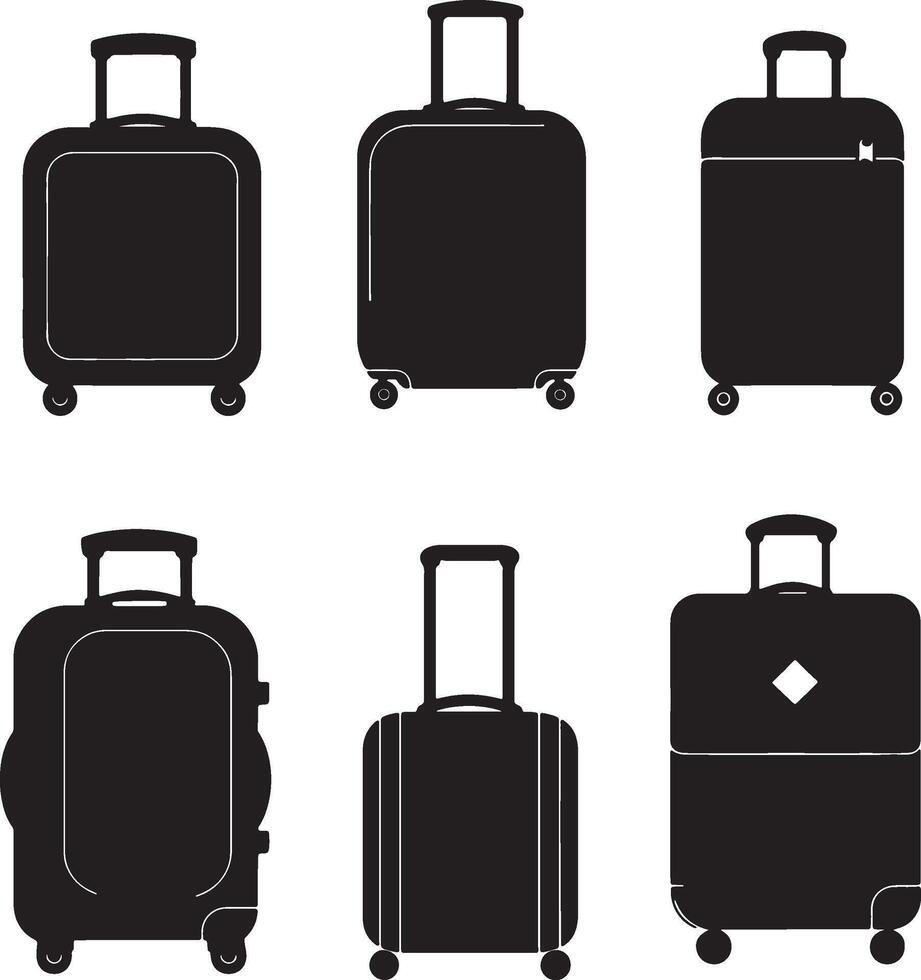 set of luggage silhouette illustration vector