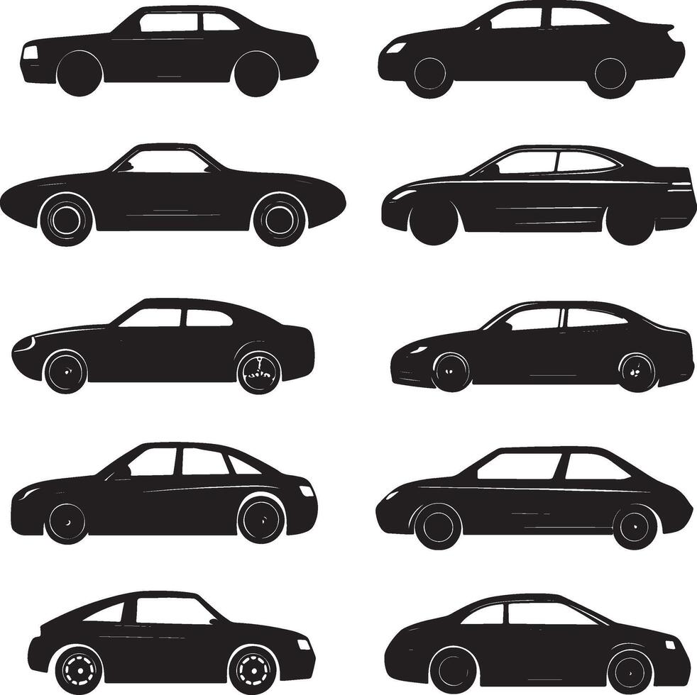 car silhouettes set of different types of cars vector