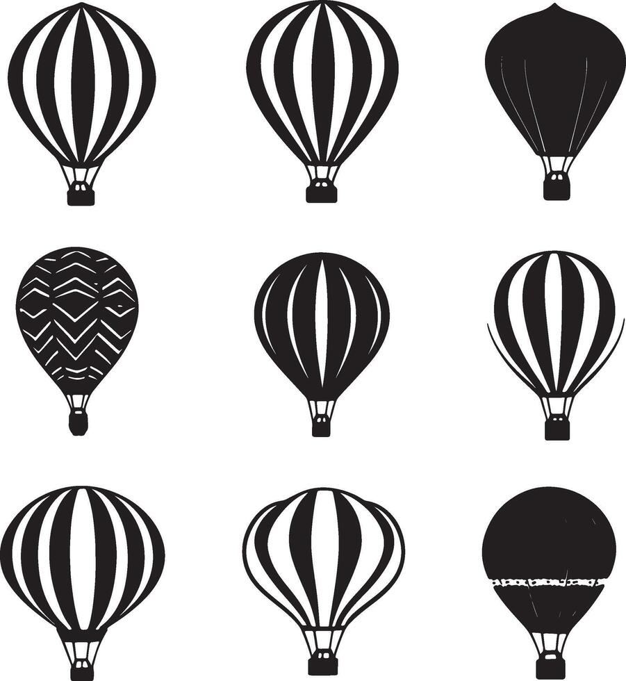 Set of hot air balloon illustrations in format. vector