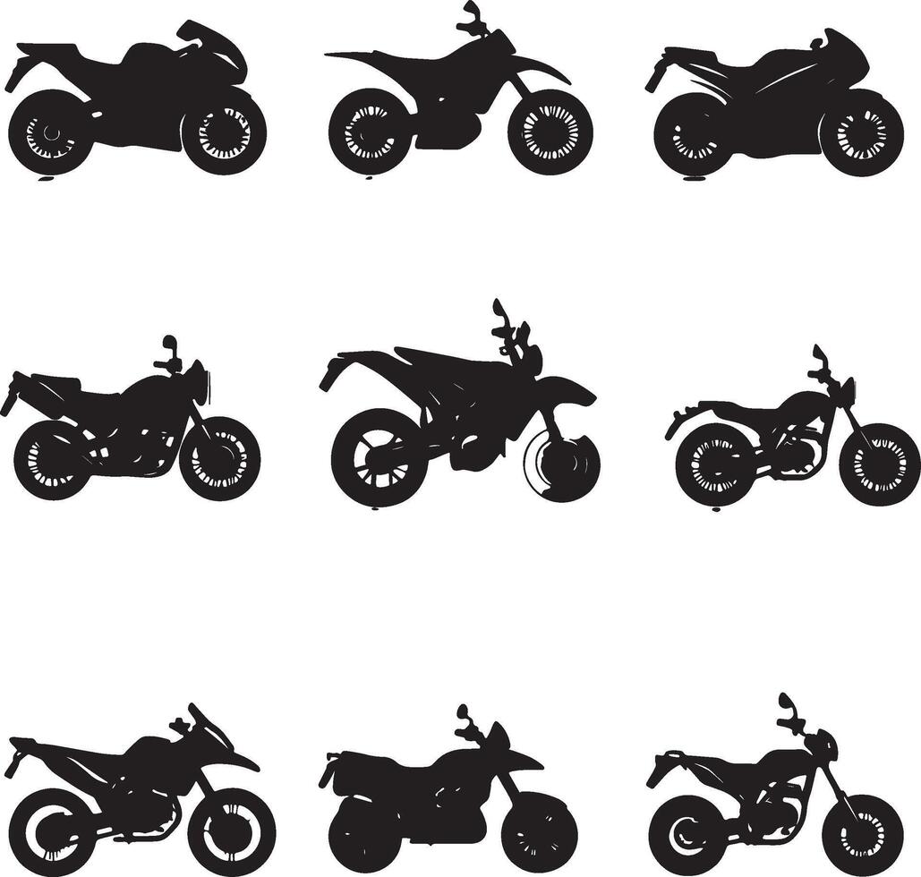 motorcycle silhouettes set of motorcycles on white background vector
