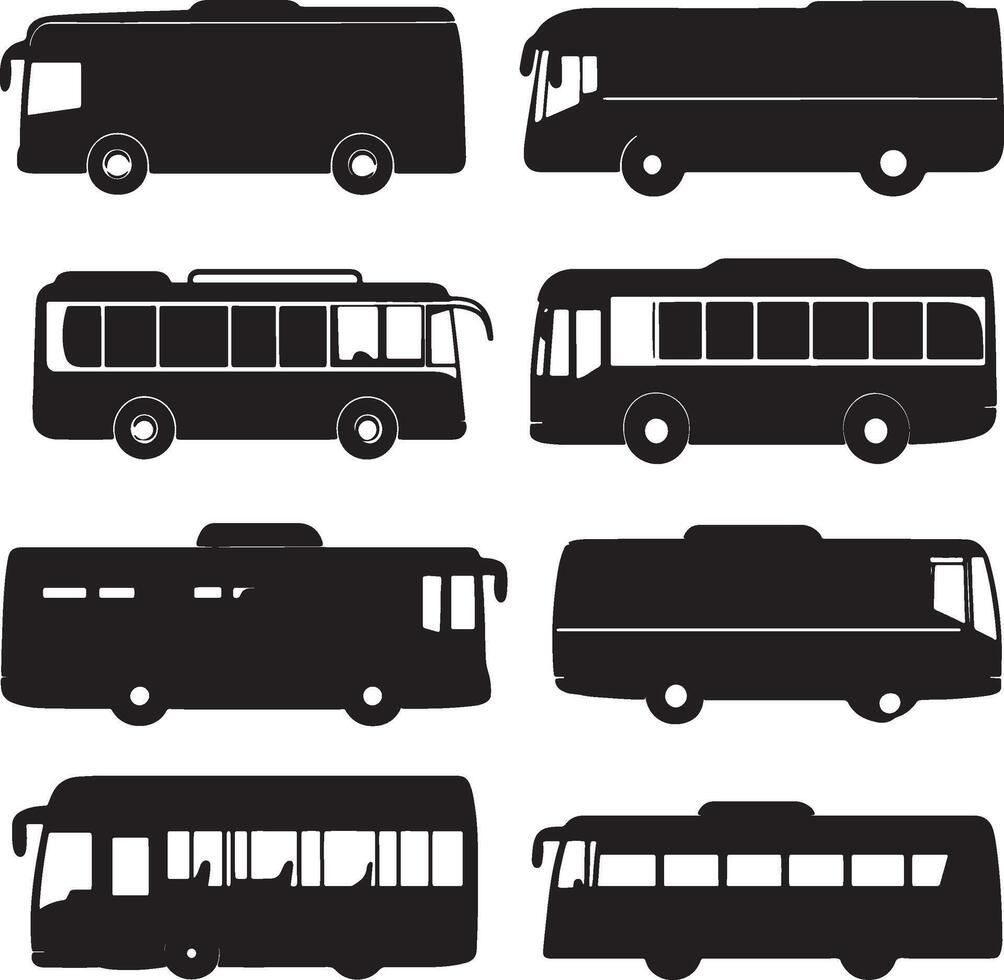 bus silhouettes set on white background vector