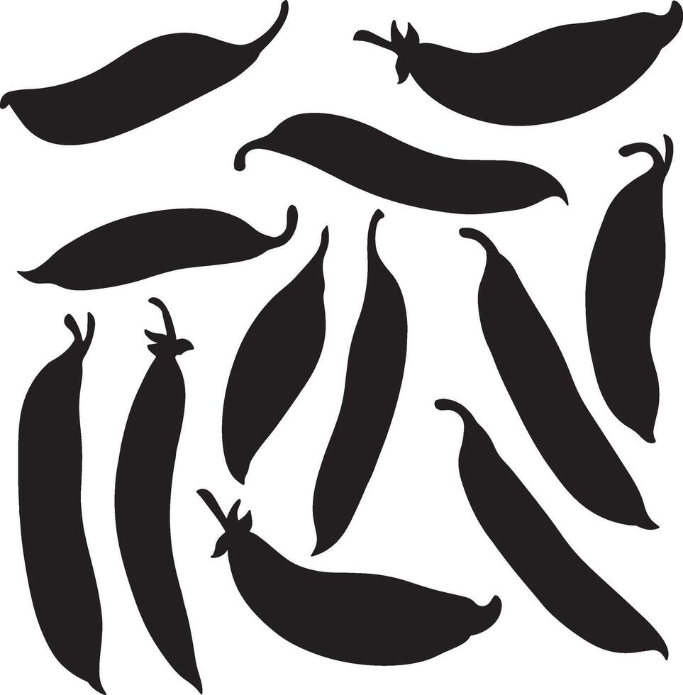 a set of black and white silhouettes of various beans vector