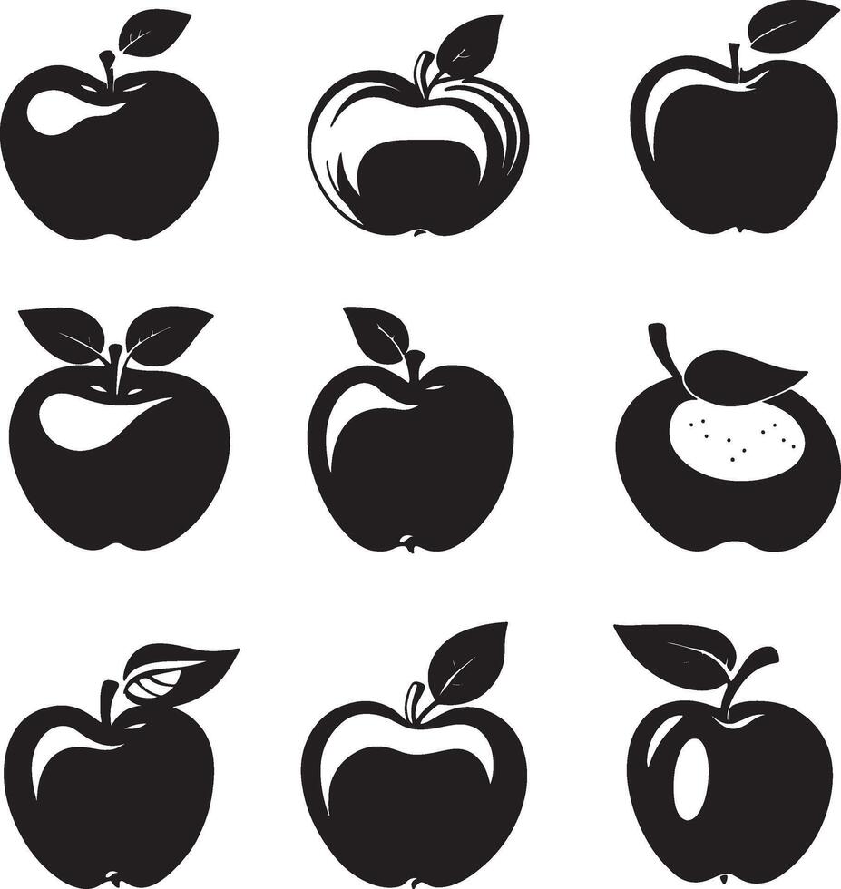 black apple icons set on white background vector