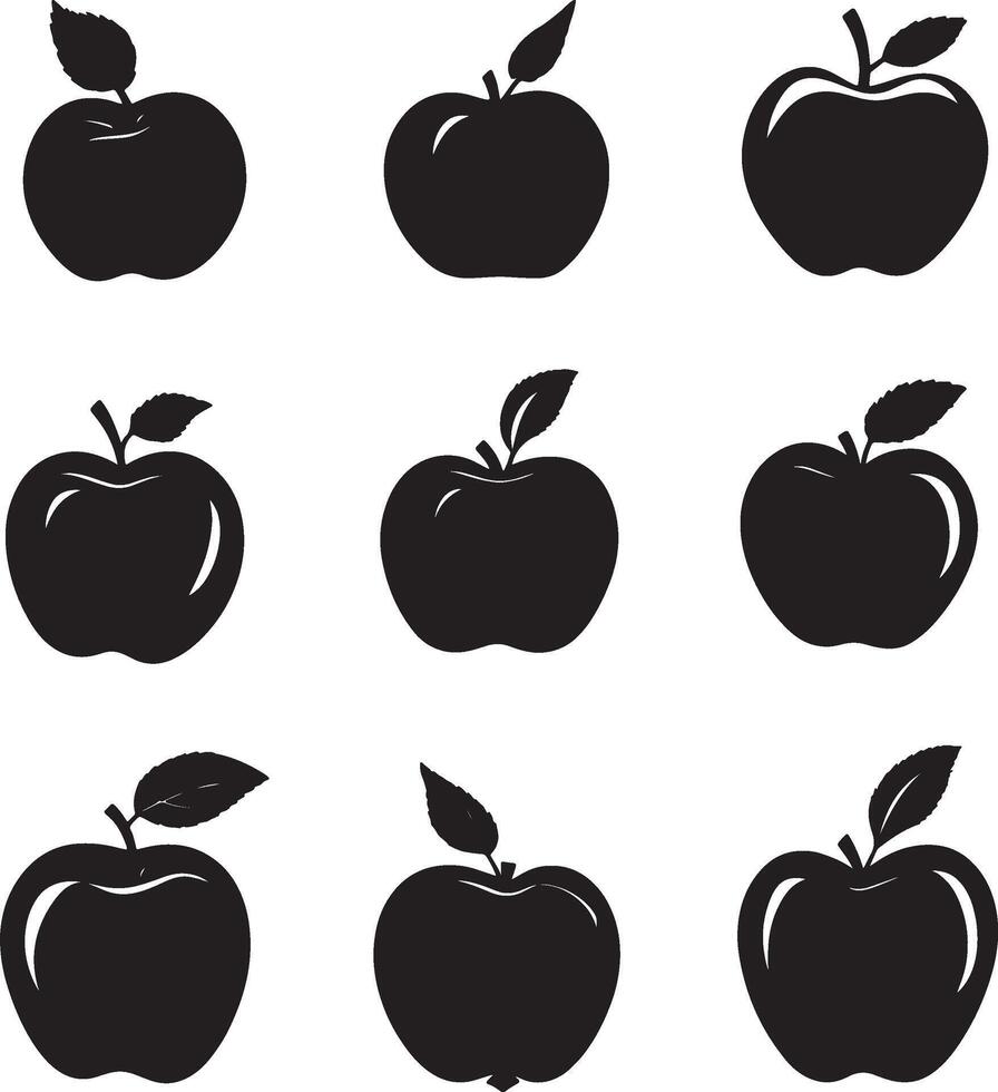 black apple icon set illustration vector