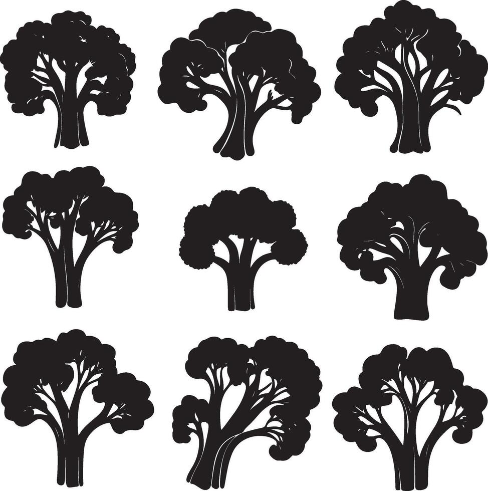 black silhouettes of trees on a white background vector