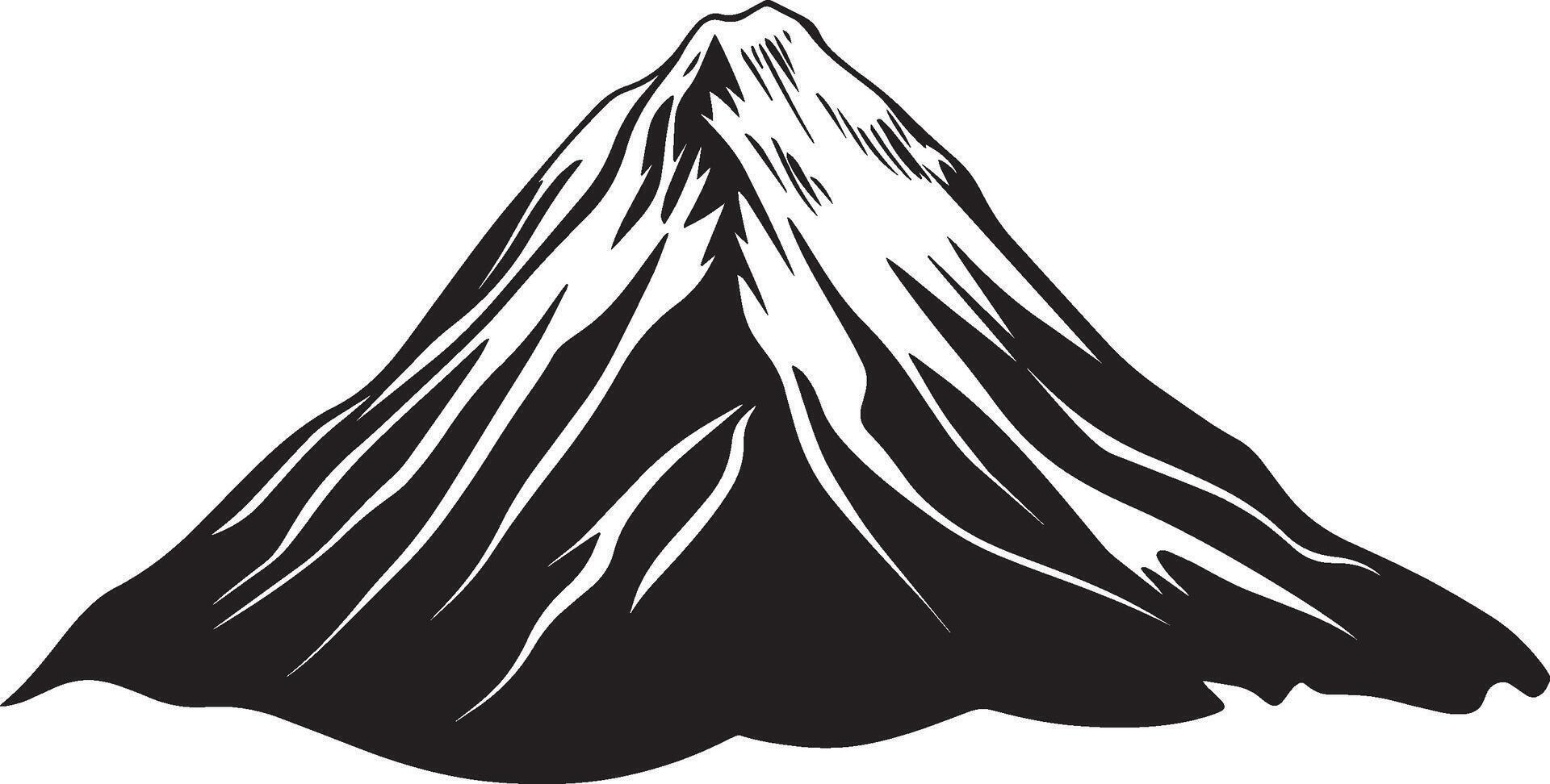 Minimalist Black Silhouette of a Volcanic Mountain Illustration vector
