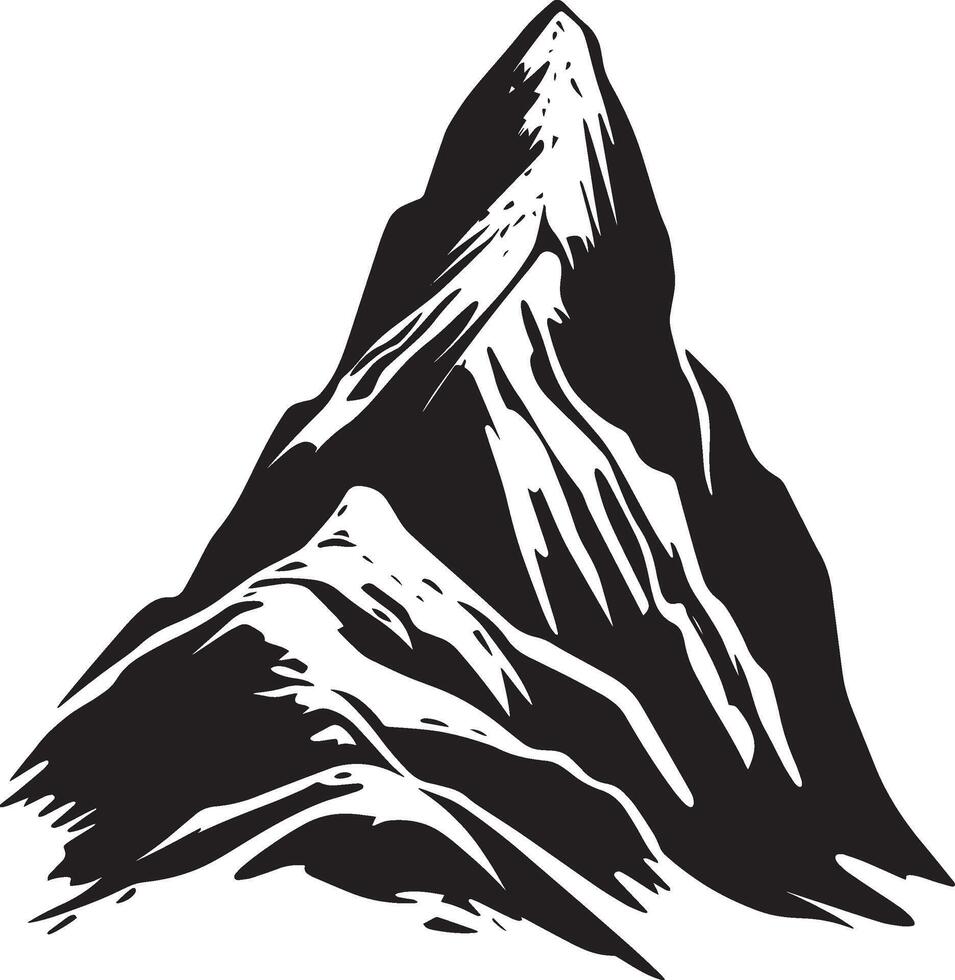Elegant design of a rock mountain in a clean black silhouette. vector