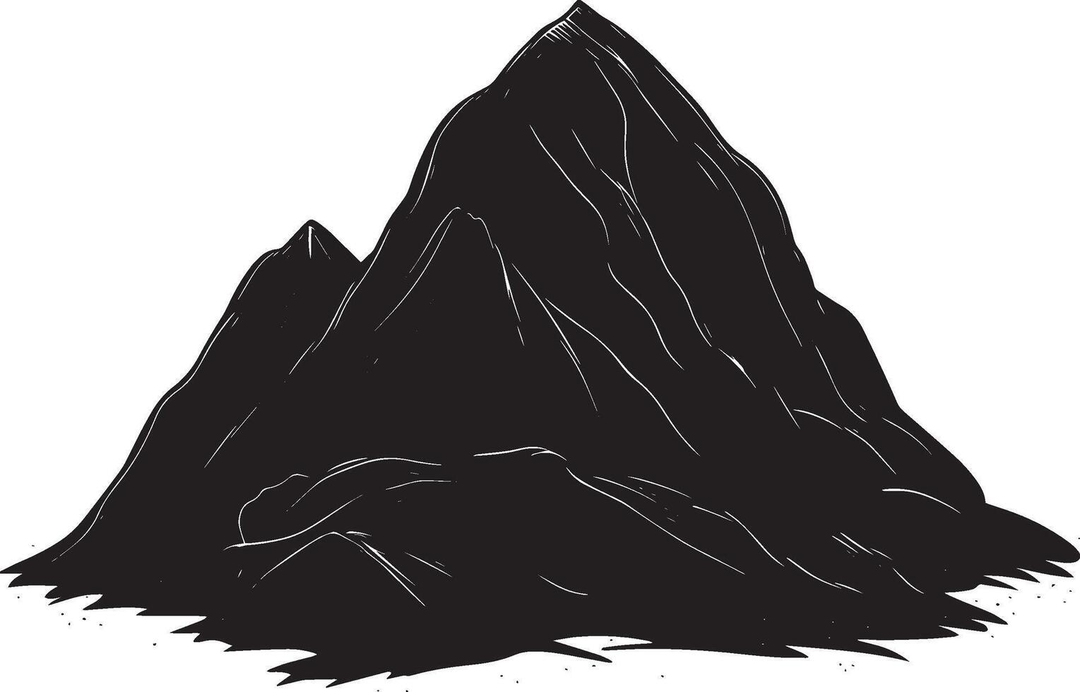 Rock mountain clean simple silhouette black illustration vector