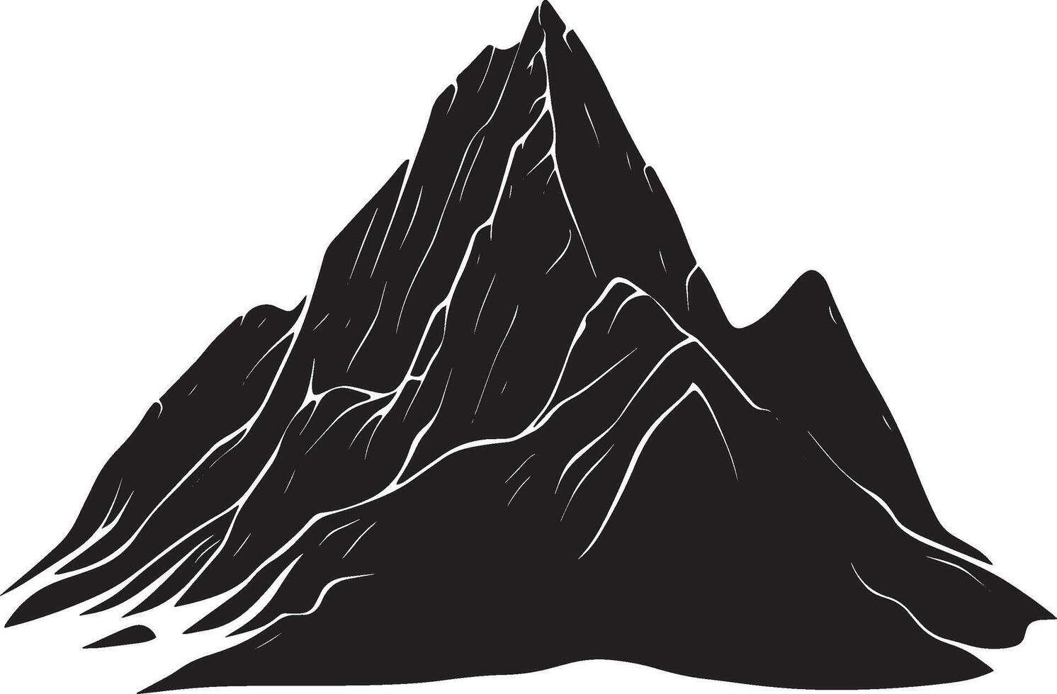 Simple and clean black silhouette of a rock mountain. vector