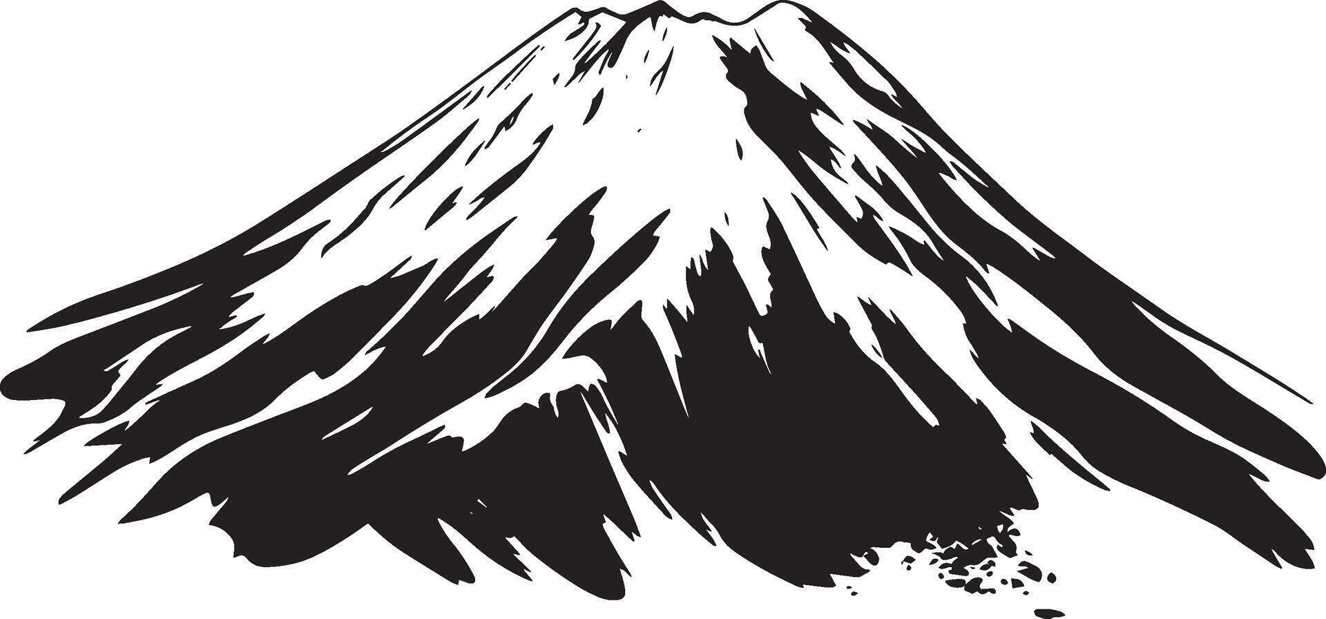 Simple Clean Volcanic Mountain Silhouette Black Design vector