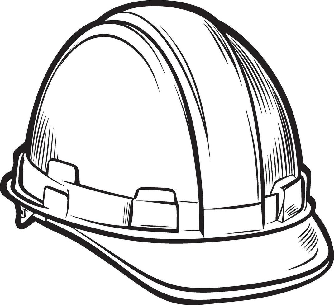 hard-hat clean simple linear outline black illustration vector