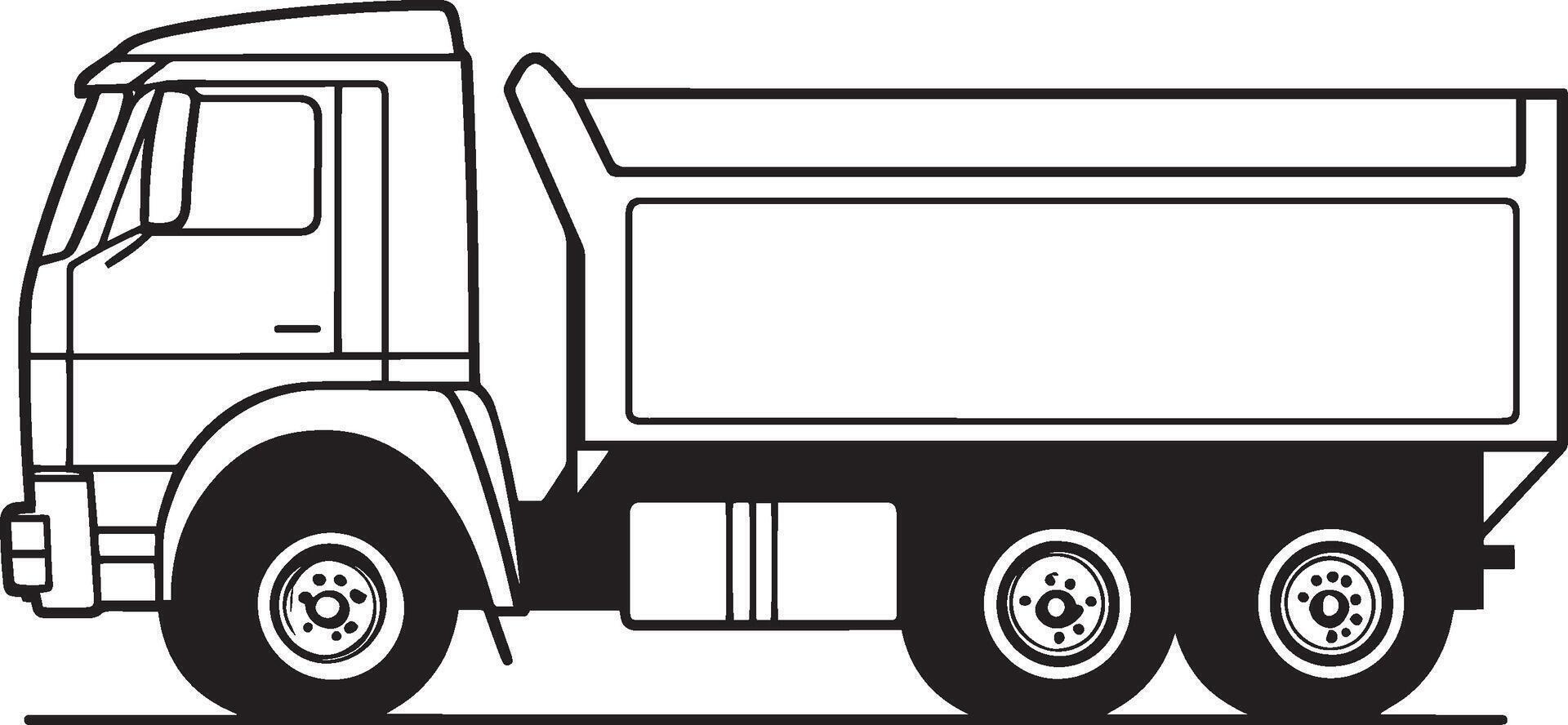 truck clean simple linear outline black illustration vector